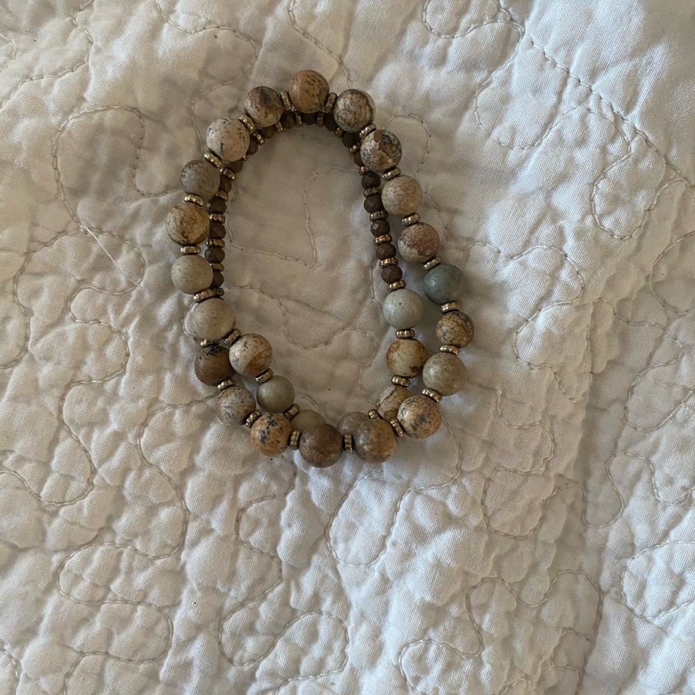 Double wrap around stone bracelet